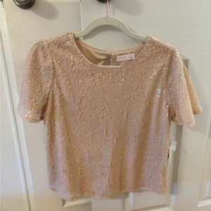 LC Lauren Conrad Blush Sequin Short Sleeve Top